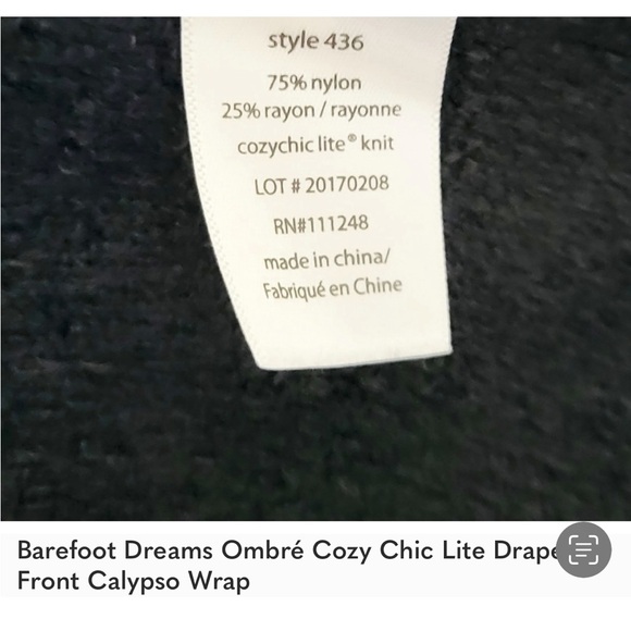 Barefoot Dreams Ombré cozy chic lite drape front calypso wrap open cardigan -S/M - Picture 8 of 8